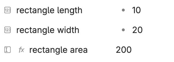 our completed formula node, now showing that it's computed 10 * 20 to 200